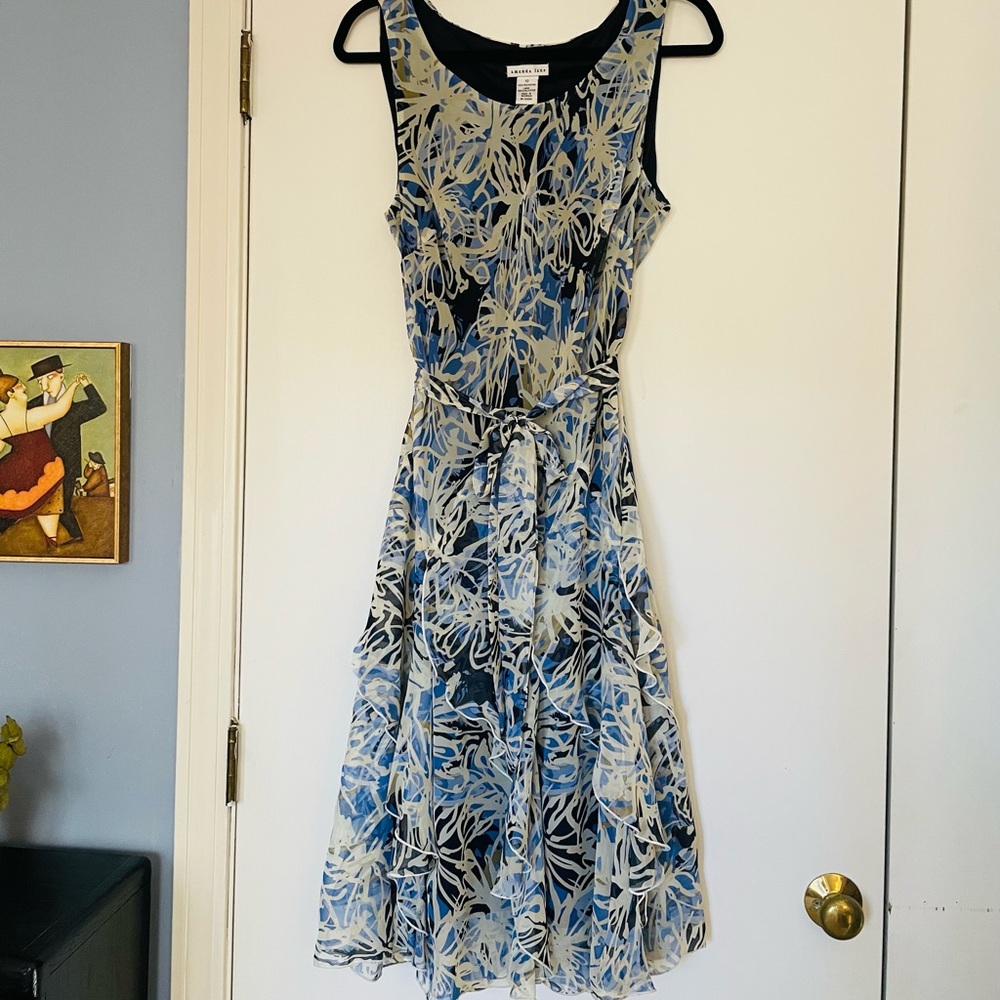 Amanda Lane Blue and White Floral Maxi Dress
